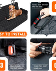 Dog Car Seat Cover, Back Seat Cover for Dogs Pet Car Seat Protector Waterproof Bench Car Seat Cover, Non-Slip Reat Seat Cover Fits Middle Armrest for Most Cars Trucks Suvs - Black